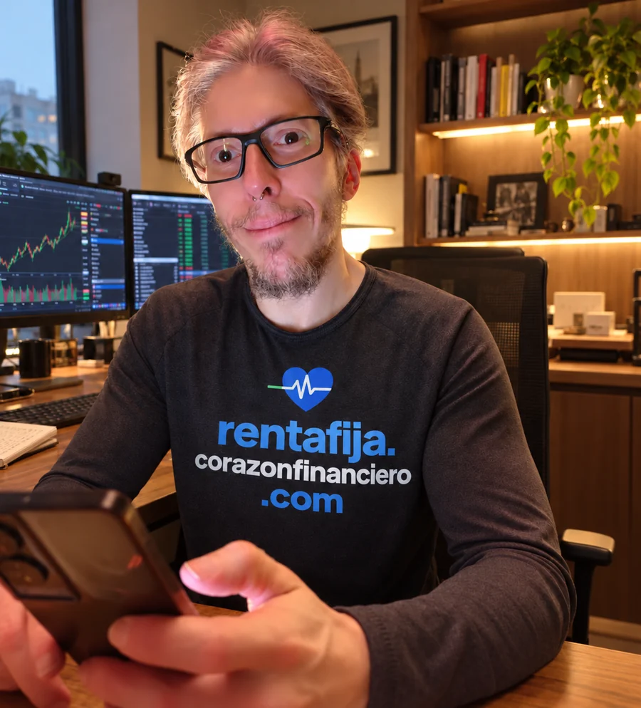 Ariel Spadoni en su oficina, creador de Corazón Financiero